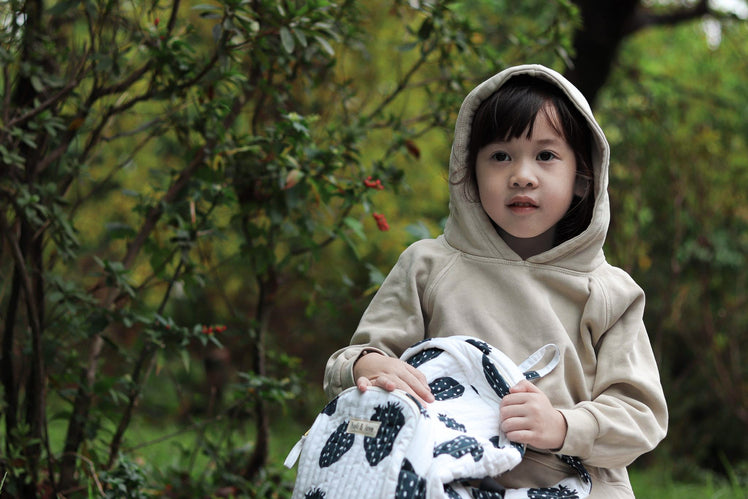 Poudre Organic 有機棉長袖帽T 礦物米白色 - 3Y (最後一件)