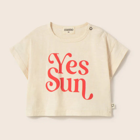 Cozmo 100%竹節棉短袖 T=shirt - Yes Sun - ivory ❘ 現貨尺寸: 12M & 24M