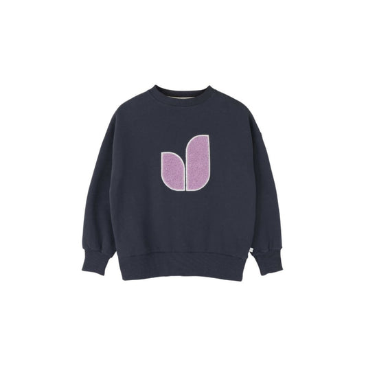 Jenest 100%有機棉立體刺繡大學T - Off Black 炭黑 ❘ 現貨尺寸: 2Y-8Y