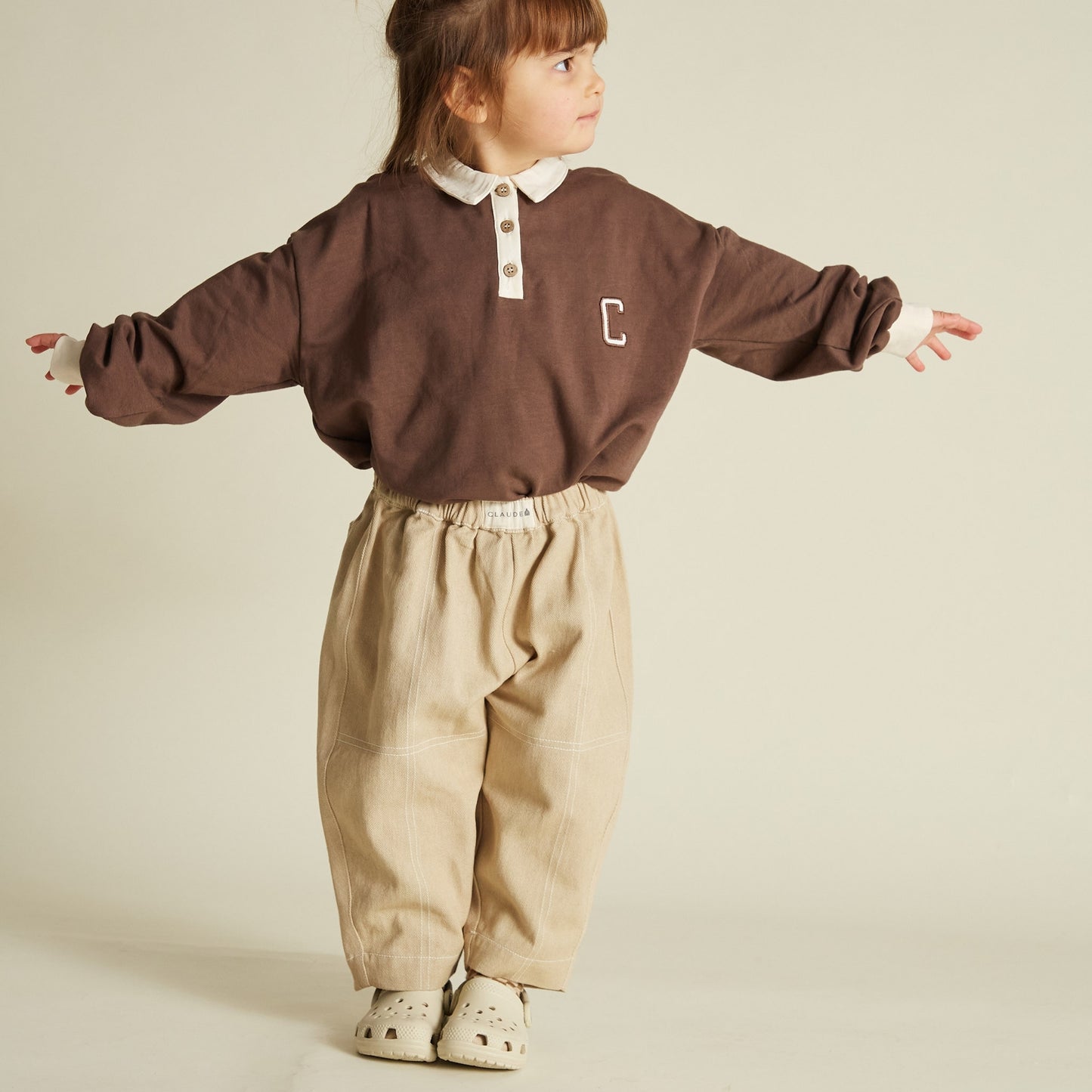 Claude & Co. 100%有機棉長褲 - Sand 1~5Y