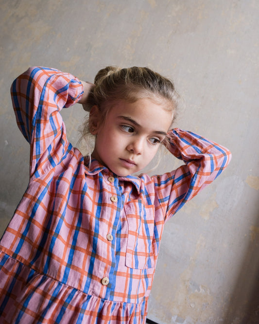 Lotiekids 玫瑰粉格紋洋裝 4Y~9Y