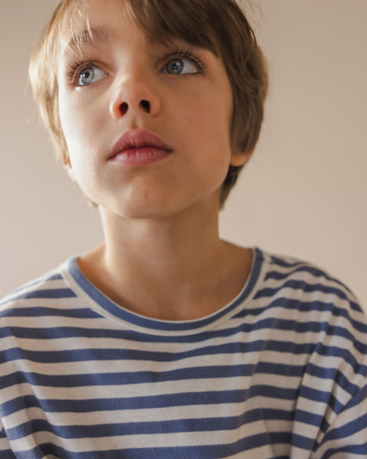 Phil&Phae 100%有機棉Oversized 藍白條紋薄長袖上衣 (3Y~8Y)
