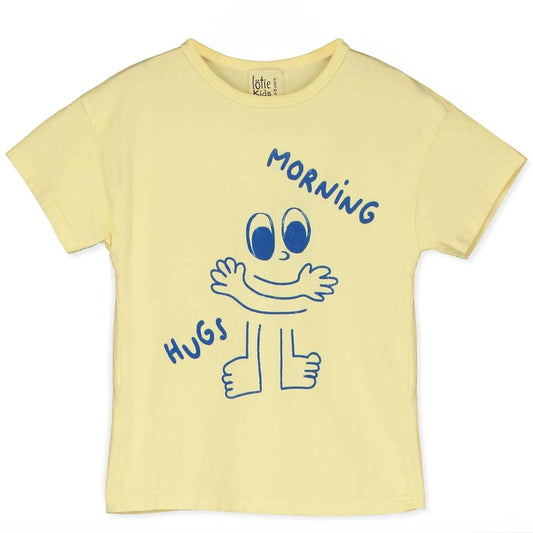 Lotiekids 100% 有機棉 MORNING HUGS 短袖 T-shirt -YELLOW ❘ 現貨尺寸: 2Y~9Y