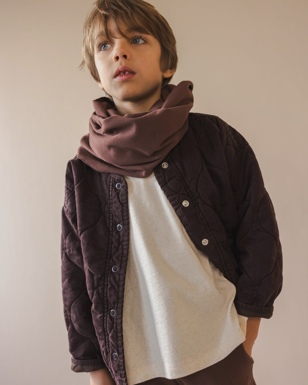 Phil&Phae 有機棉天絲混紡衍縫外套 Quilted Jacket- 深棕 (3Y~6Y)