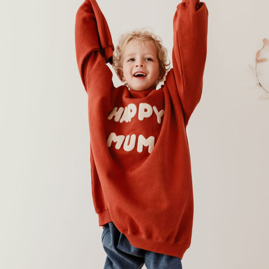 Les Petites Choses 100%有機棉Happy Mum 大學T - Red 大人款 單一尺寸(S&M皆可穿)