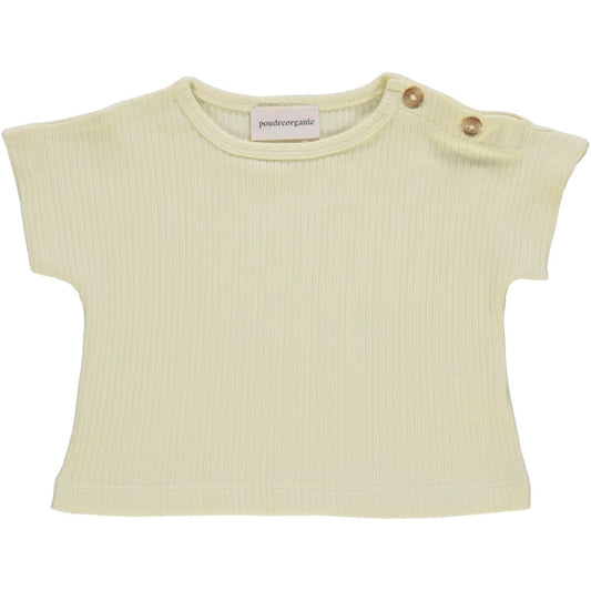 Poudre Organic 100%有機棉DIGITAL 經典羅紋短袖 T-shirt - 粉嫩亮黃 ❘ 現貨尺寸: 3Y~8Y