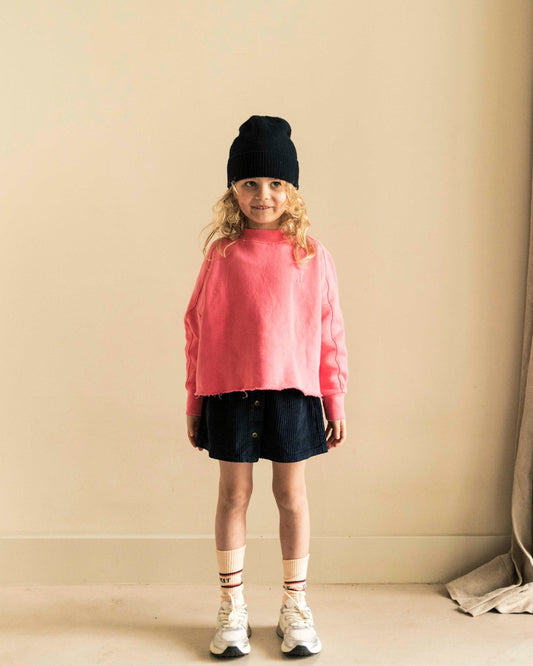 Jenest 100%有機棉燈芯絨膝上A字裙 - 霧黑 5Y~10Y