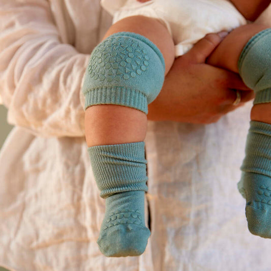 丹麥GoBabyGo 竹節棉防滑襪 - Dusty Blue 3-4Y