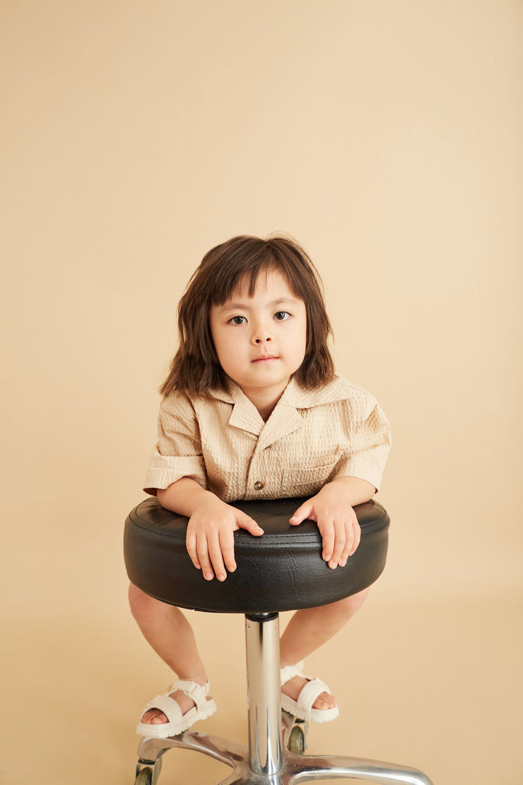 Studio Koter 有機棉泡泡紗襯衫 - 米色 billie shirt-beige (2-3Y & 4-5Y)