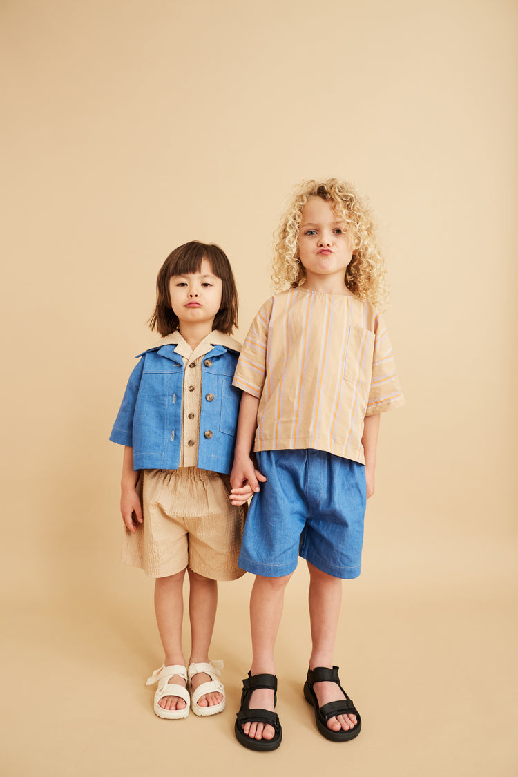 Studio Koter 有機棉寬版條紋口袋上衣 4-5Y (最後一件)