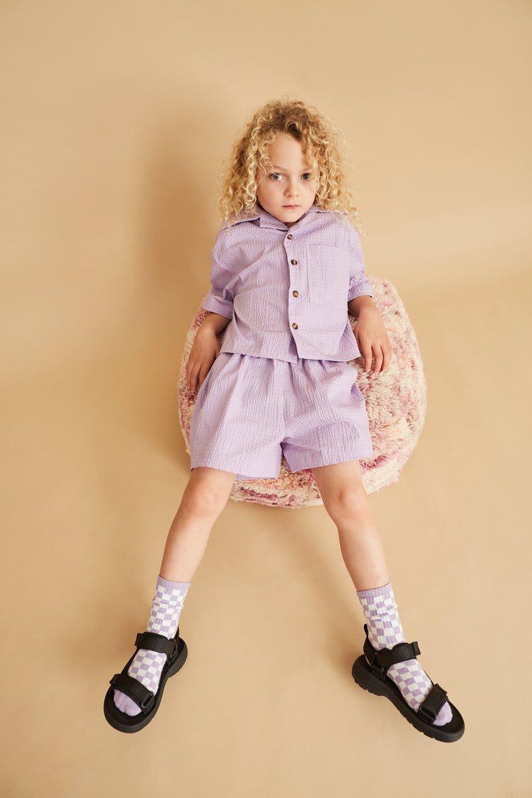 Studio Koter 有機棉泡泡紗襯衫 丁香紫 billie shirt-lilac (2-3Y & 4-5Y)
