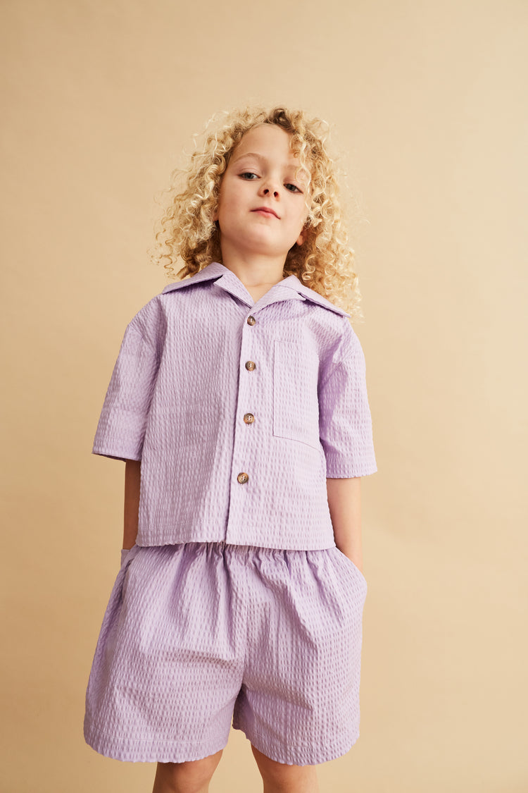 Studio Koter 有機棉泡泡紗襯衫 丁香紫 billie shirt-lilac (2-3Y & 4-5Y)