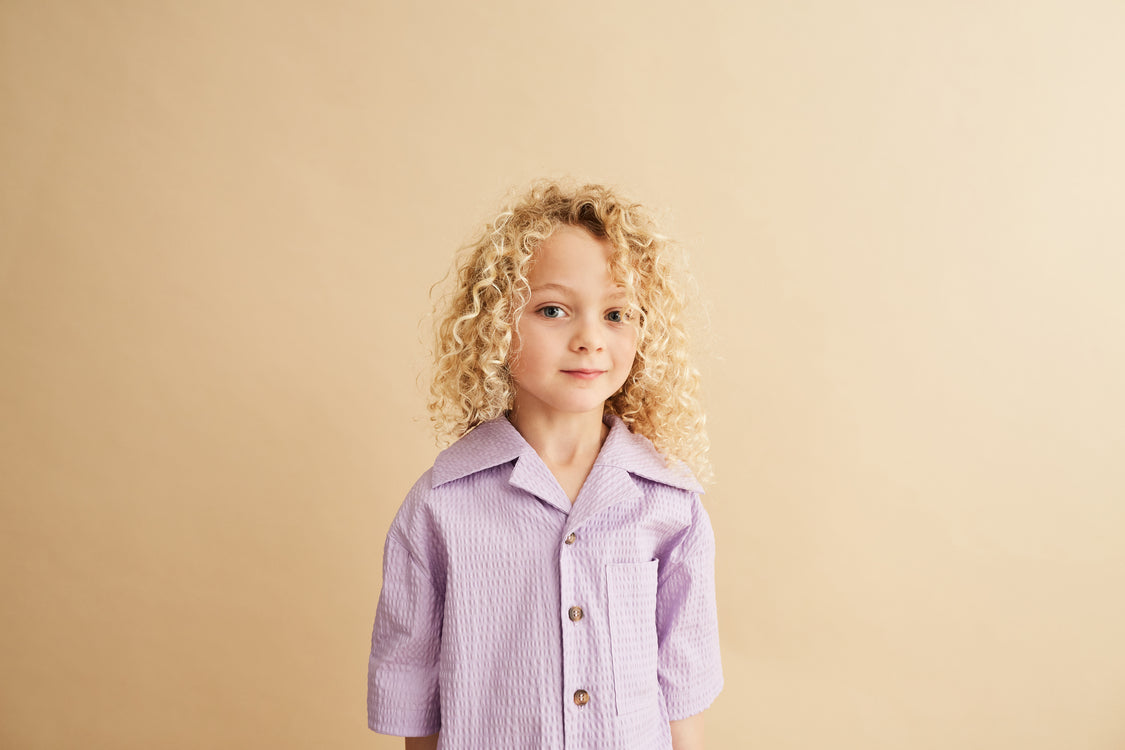 Studio Koter 有機棉泡泡紗襯衫 丁香紫 billie shirt-lilac (2-3Y & 4-5Y)