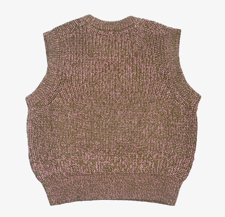 Studio Koter 100%有機棉poppy pink & olive green混紡針織背心 (2Y~7Y)