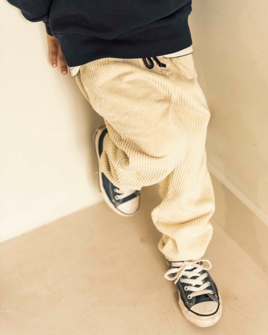 Jenest 100%有機棉燈心絨長褲-米白 5Y~10Y