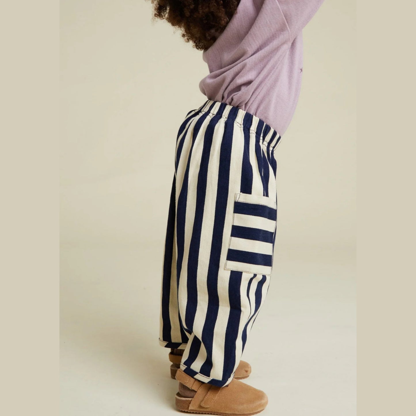 Claude & Co. 100%有機棉直條紋長褲 -深藍  1-2Y&2-3Y