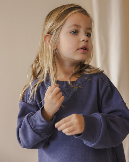 Phil&Phae 100%有機棉長版大學T/洋裝 - dusk blue (現貨尺吋3Y~6Y)