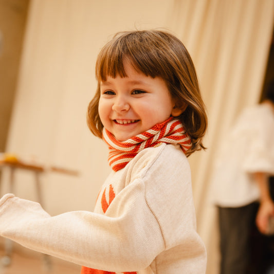 Bayiri 100%美麗諾羊毛圍脖 - 紅色條紋 (單一尺寸) 最後一件