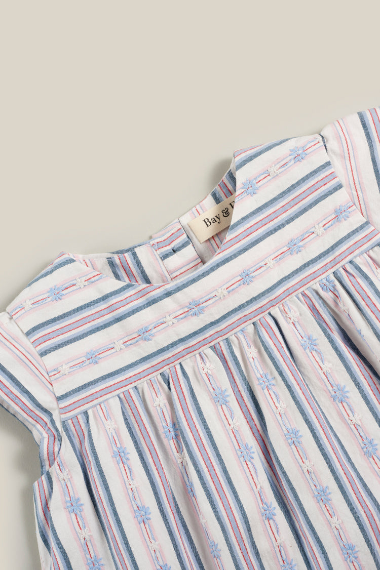 Bay & Fay 有機棉直條紋刺繡洋裝 - Brighton Dress (2Y~4Y)