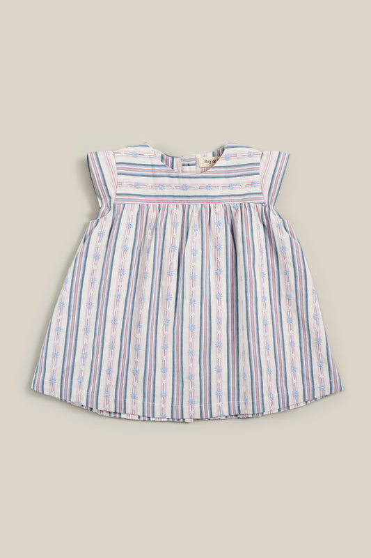 Bay & Fay 有機棉直條紋刺繡洋裝 - Brighton Dress- 3Y (微瑕疵品) (只有一件)