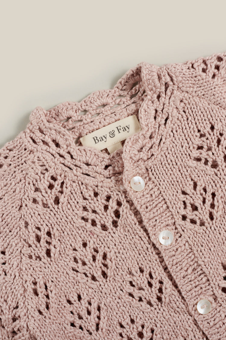 Bay&Fay 純棉手工針織外套 - Lacey Cardigan - Antique Rose 2Y (最後一件)