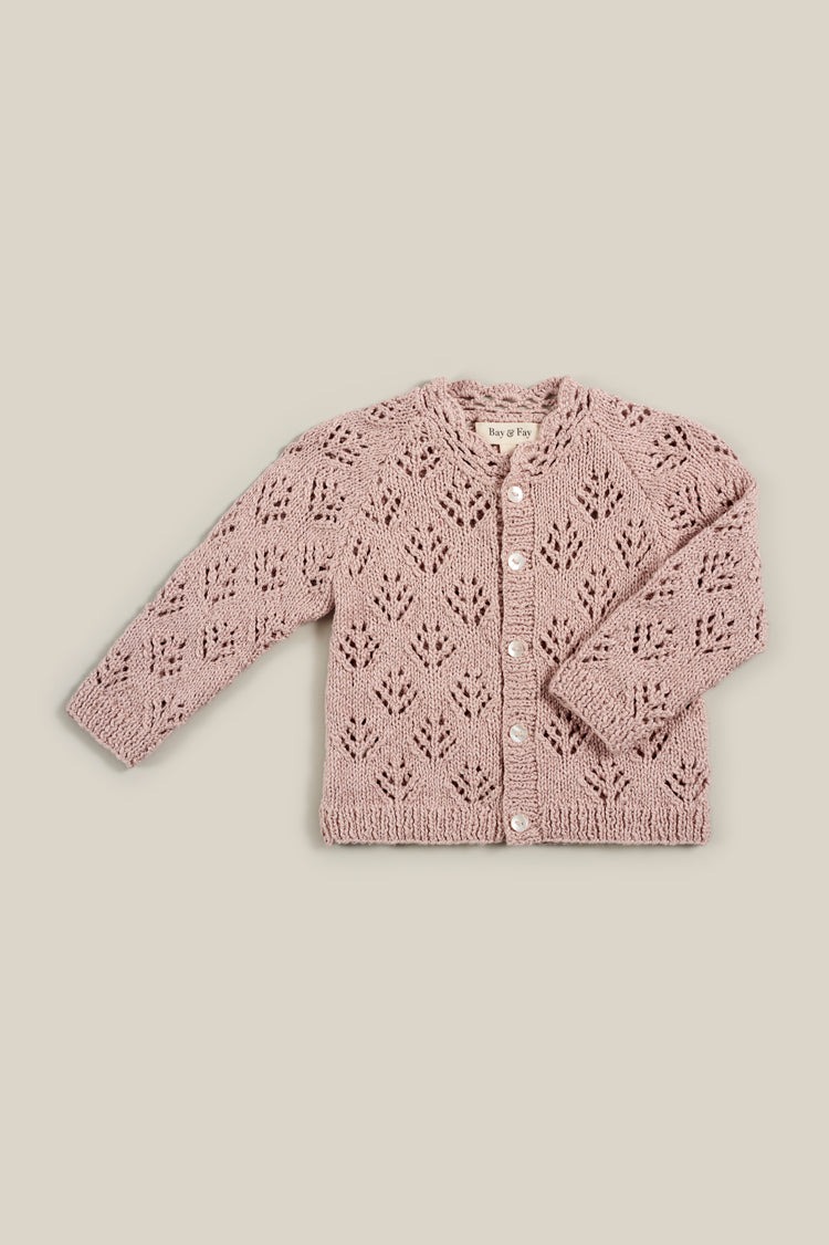Bay&Fay 純棉手工針織外套 - Lacey Cardigan - Antique Rose 2Y (最後一件)