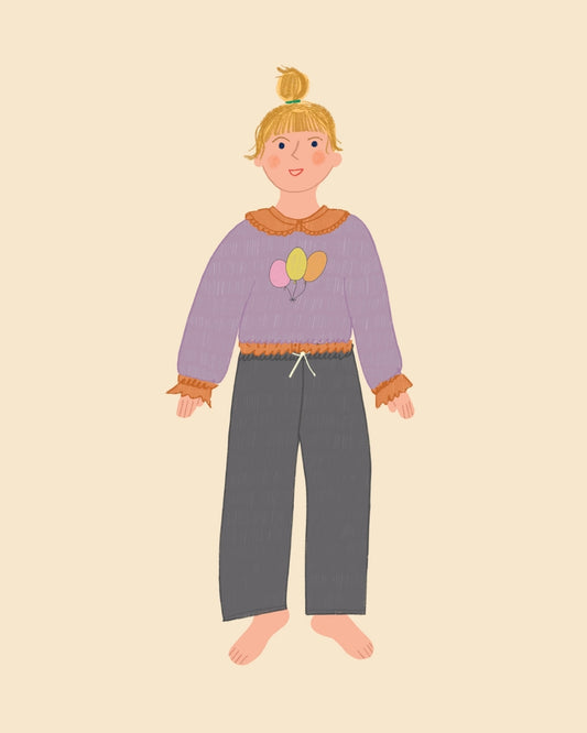 We are kids - 100%有機棉SWEAT KAIA薰衣草紫氣球短版上衣 4-5Y & 6-7Y