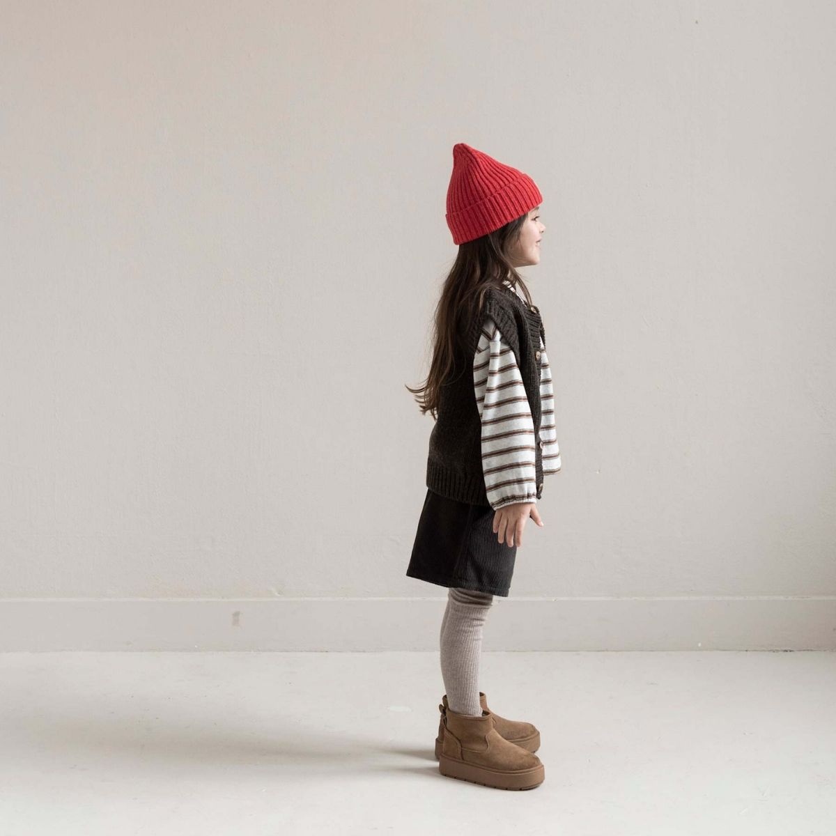 Jenest 有機棉條紋長袖T-shirt - Brown Grey Melange ❘ 現貨尺寸: 2Y-8Y