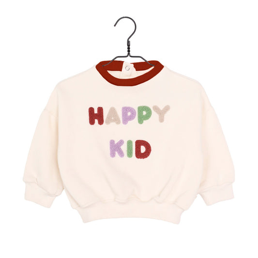 Les Petites Choses 100%有機棉Happy Kids大學T-cream 12M~4Y