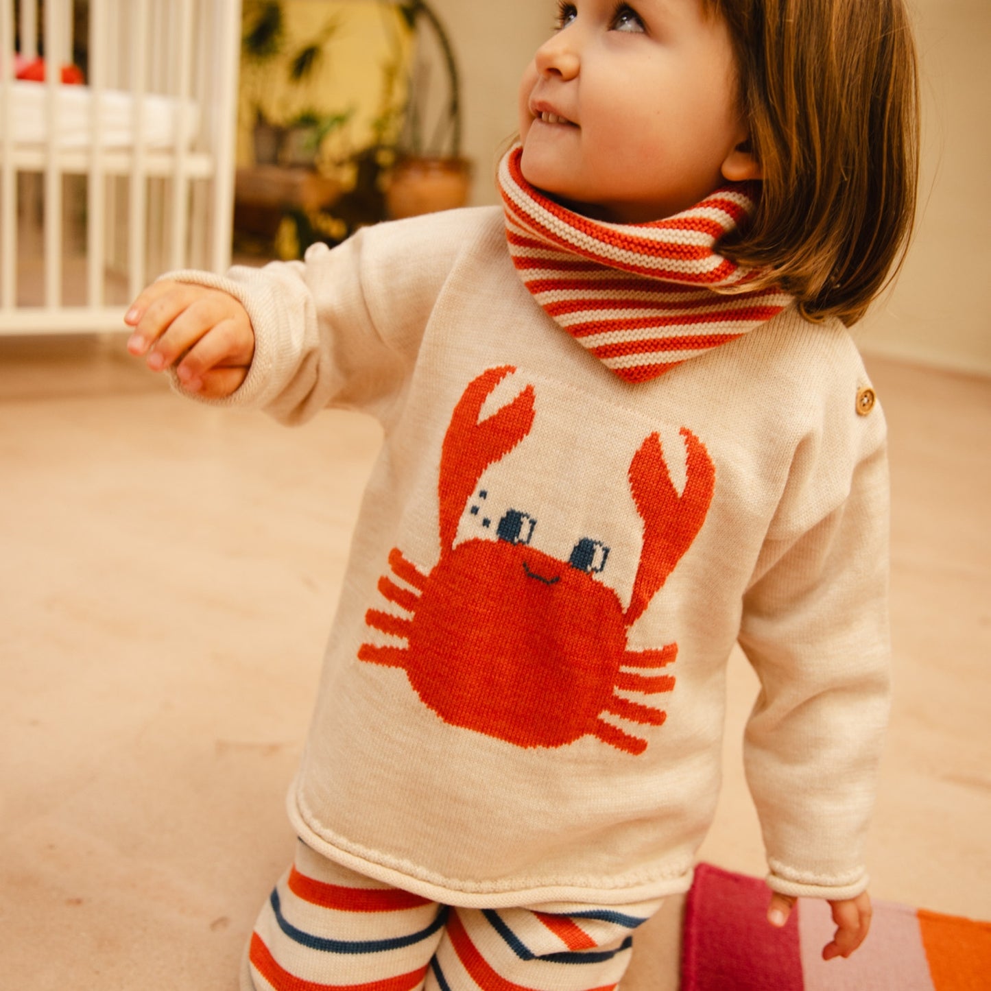 Bayiri 100%美麗諾羊毛圍脖 - 紅色條紋 (單一尺寸)