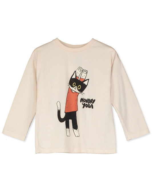 Lotiekids 100%有機棉瑜珈小貓薄長袖上衣 2Y~11Y
