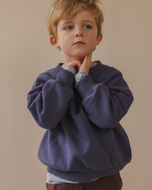 Phil&Phae 100%有機棉寬版大學T- dusk blue 3Y~8Y