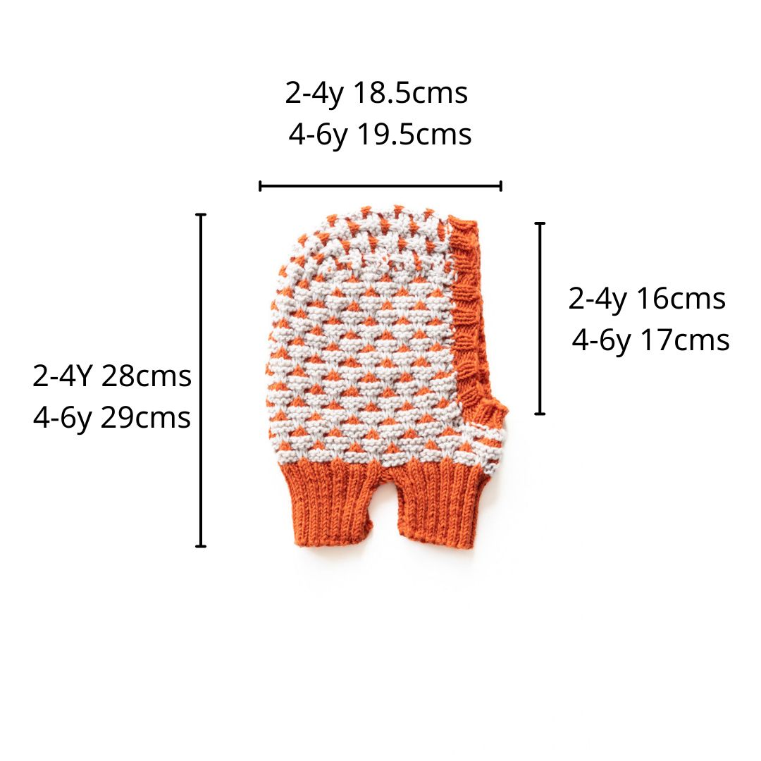 Bieq 100%美麗諾羊毛頭套帽 ORANGE/OFF WHITE (2-4Y & 4-6Y)