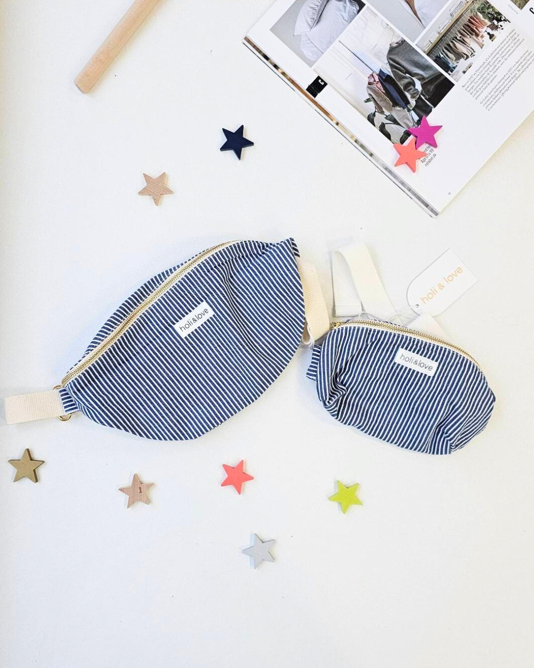 Holi & Love 純棉腰包- 兒童款 - Denim Stripes Kids (最後一件)