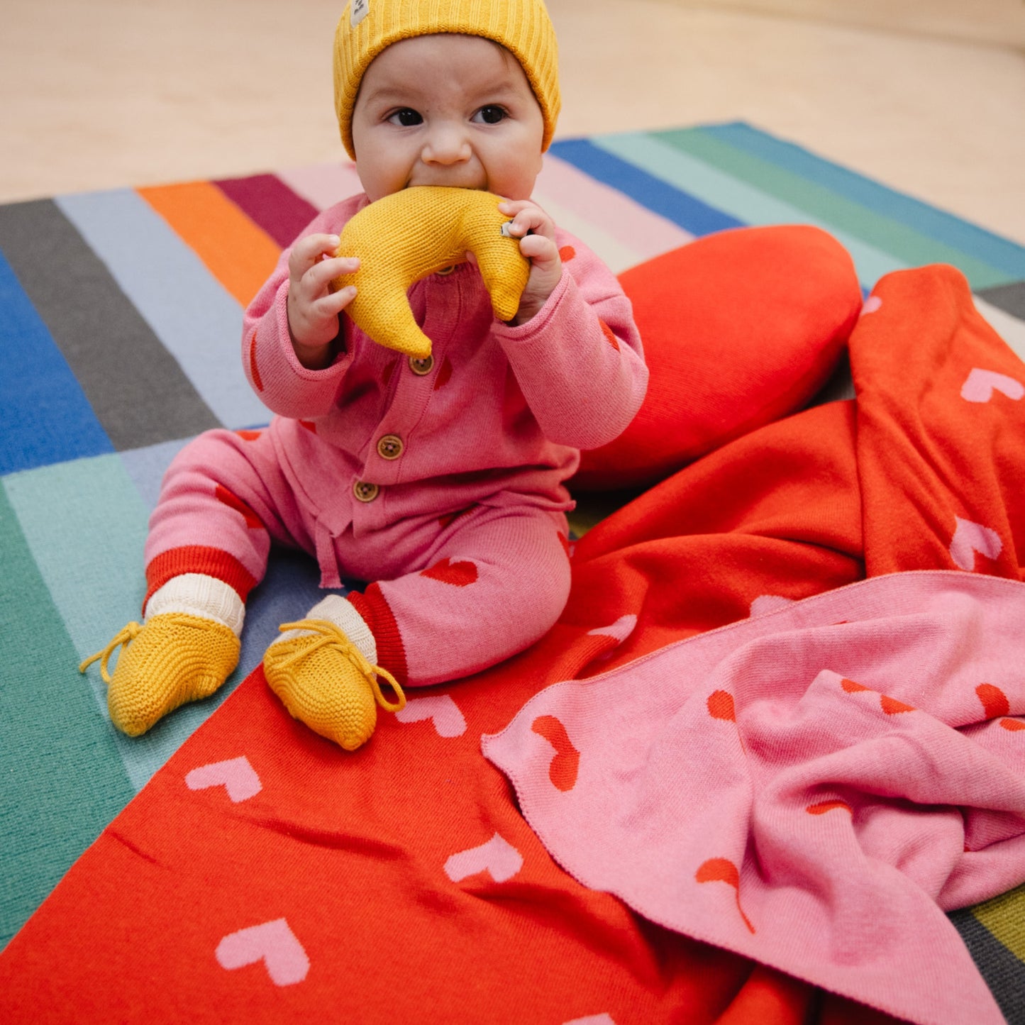 Bayiri 100%有機棉經典蓋毯 Pink Lovely