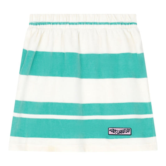 COS I SAID SO 100% 有機棉 AGATE STRIPED 瑪瑙綠條紋毛巾布短裙 ❘ 現貨尺寸: 4Y~9Y