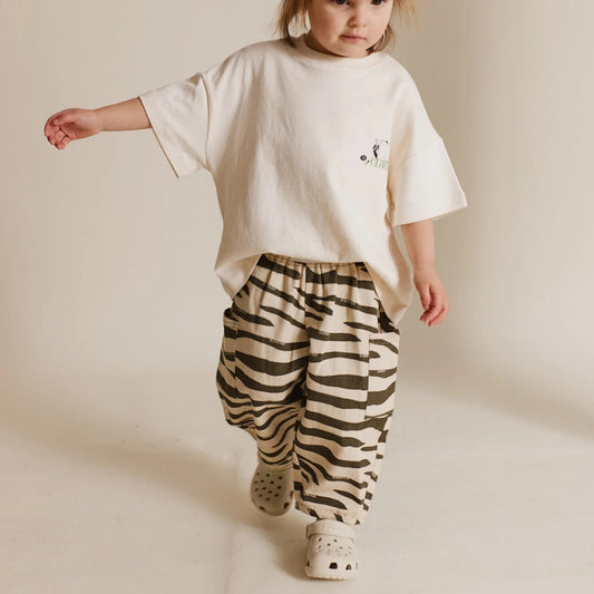 Claude & Co. 100%有機棉斑馬紋長褲 -橄欖綠  1-2Y & 2-3Y