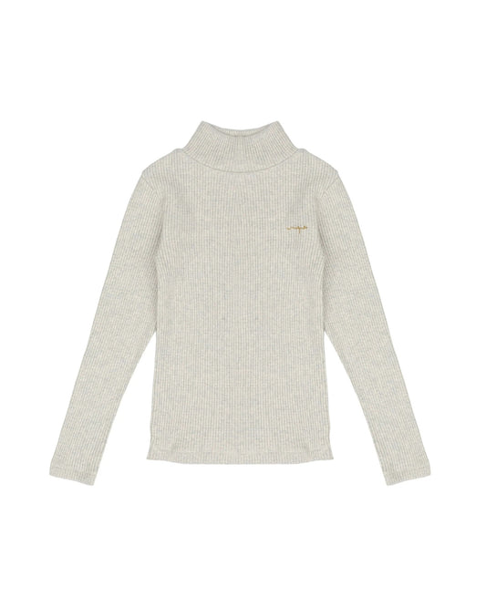 Jenest 有機棉羅紋高領上衣-淺灰 5Y~14Y