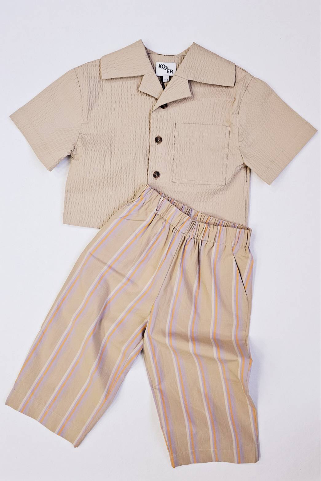 Studio Koter 有機棉泡泡紗襯衫 - 米色 billie shirt-beige (2-3Y & 4-5Y)