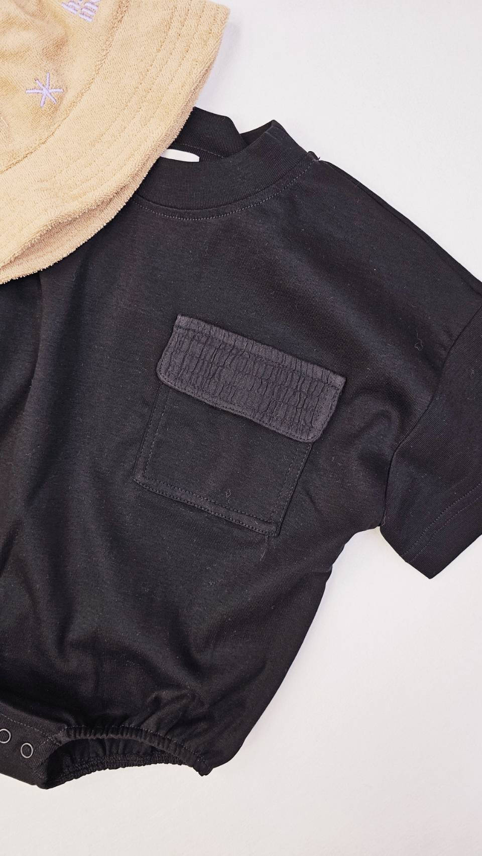 Studio Koter 有機棉短袖包屁衣 frankie romper- black ❘ 12-18M