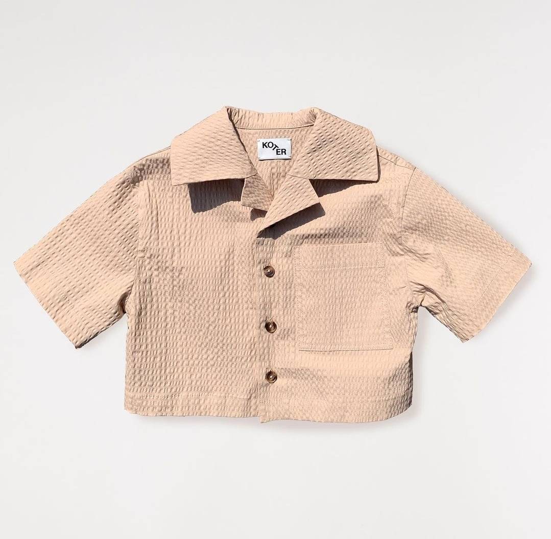 Studio Koter 有機棉泡泡紗襯衫 - 米色 billie shirt-beige (2-3Y & 4-5Y)