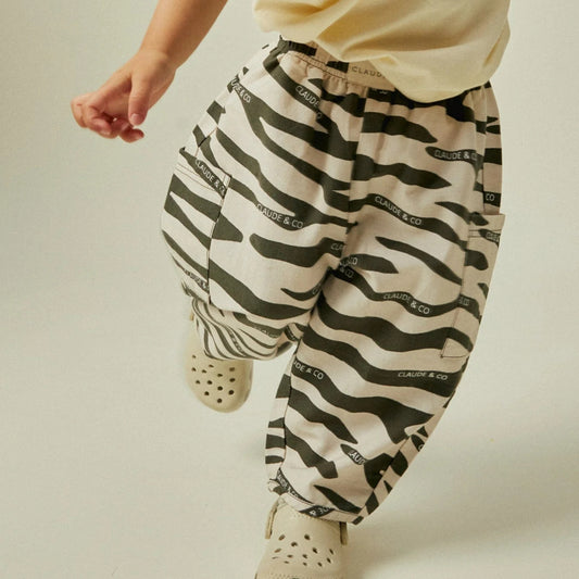 Claude & Co. 100%有機棉斑馬紋長褲 -橄欖綠 1-2Y & 2-3Y