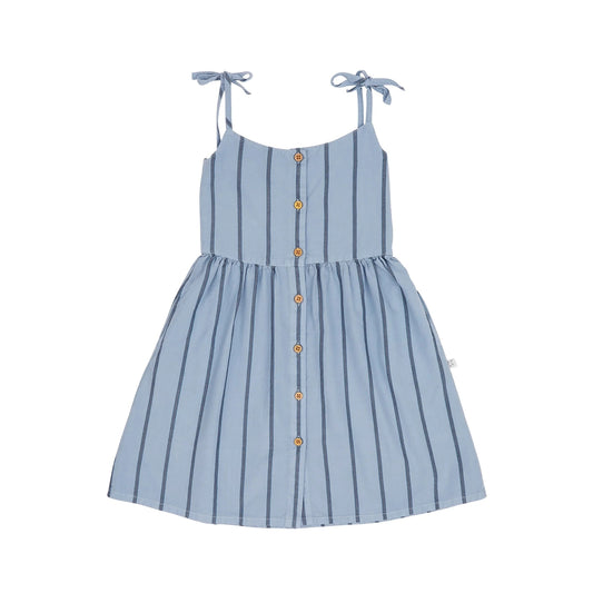 Jenest 100%純棉細肩帶背心洋裝 - Water Blue Stripe ❘ 現貨尺寸: 2Y~6Y