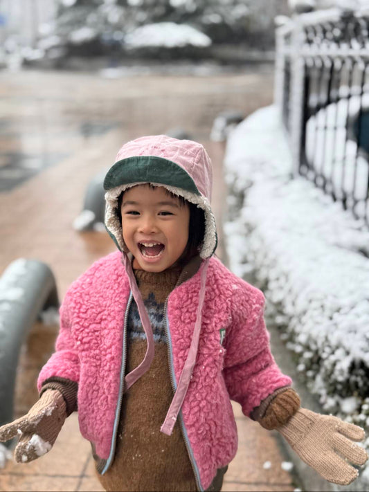 Happymess 100%美麗諾羊毛夾克外套 - dusty pink 1-2Y (最後一件)