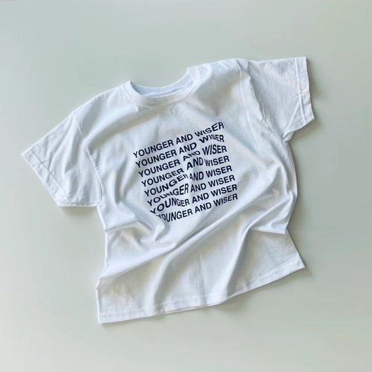 Young Double - 100%純棉Younger and Wiser 中性短袖 T-shirt ❘ 現貨尺寸:3Y~8Y