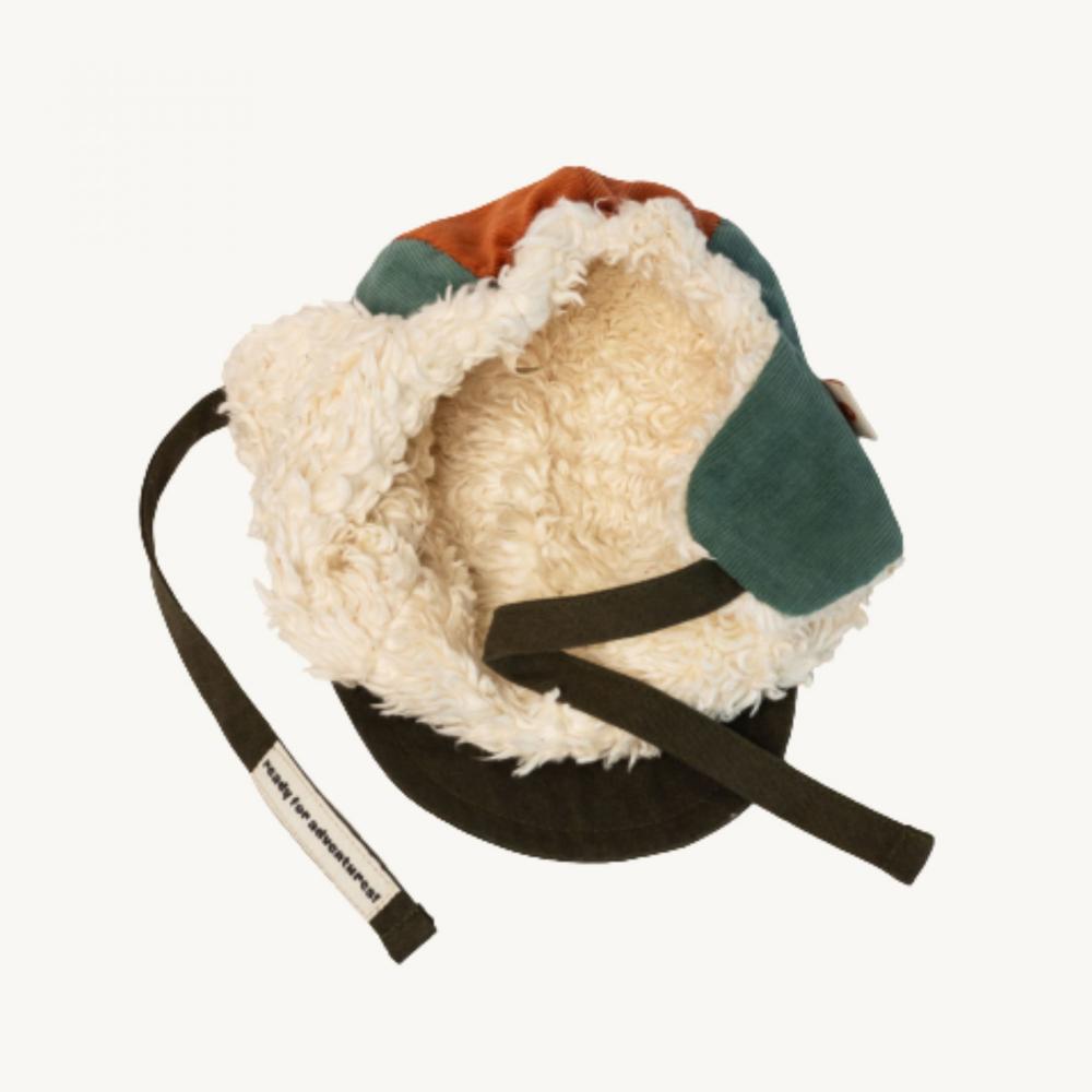 (預購) Happymess 有機棉絨毛飛行員帽 Cinnamon tea (1Y~6Y+)