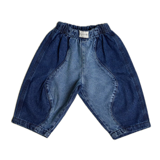 Claude&Co. 100%有機棉 Emerson 波浪拼接有機棉丹寧氣球長褲 ❘ 現貨尺寸: 2Y~6Y