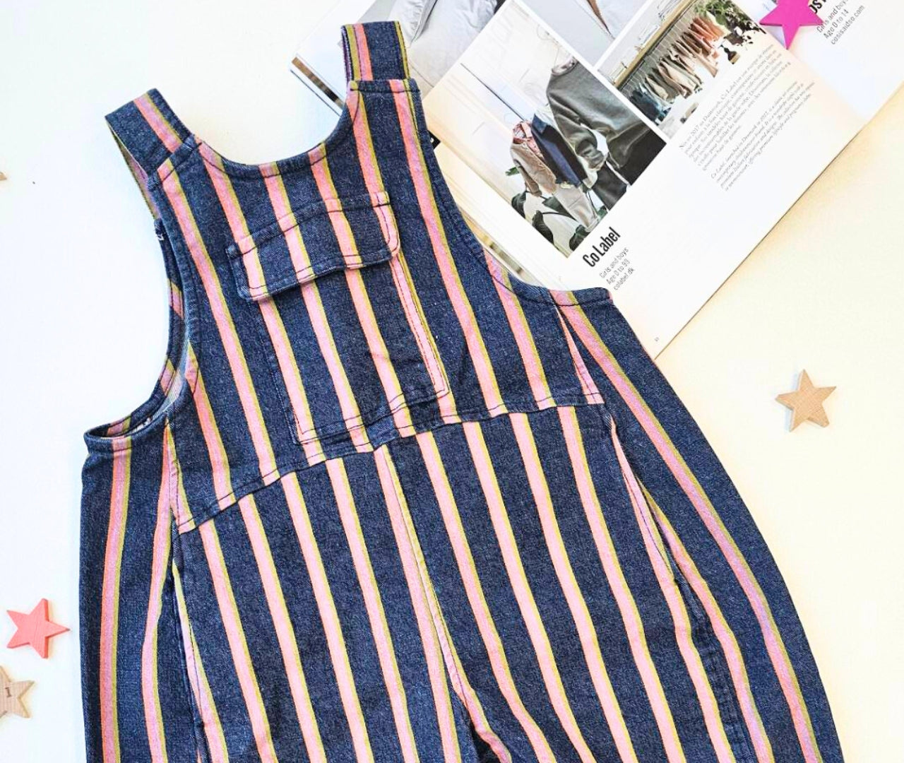 Studio Koter - 寬版牛仔吊帶褲 - 季節限定條紋款 4-5Y & 6-7Y
