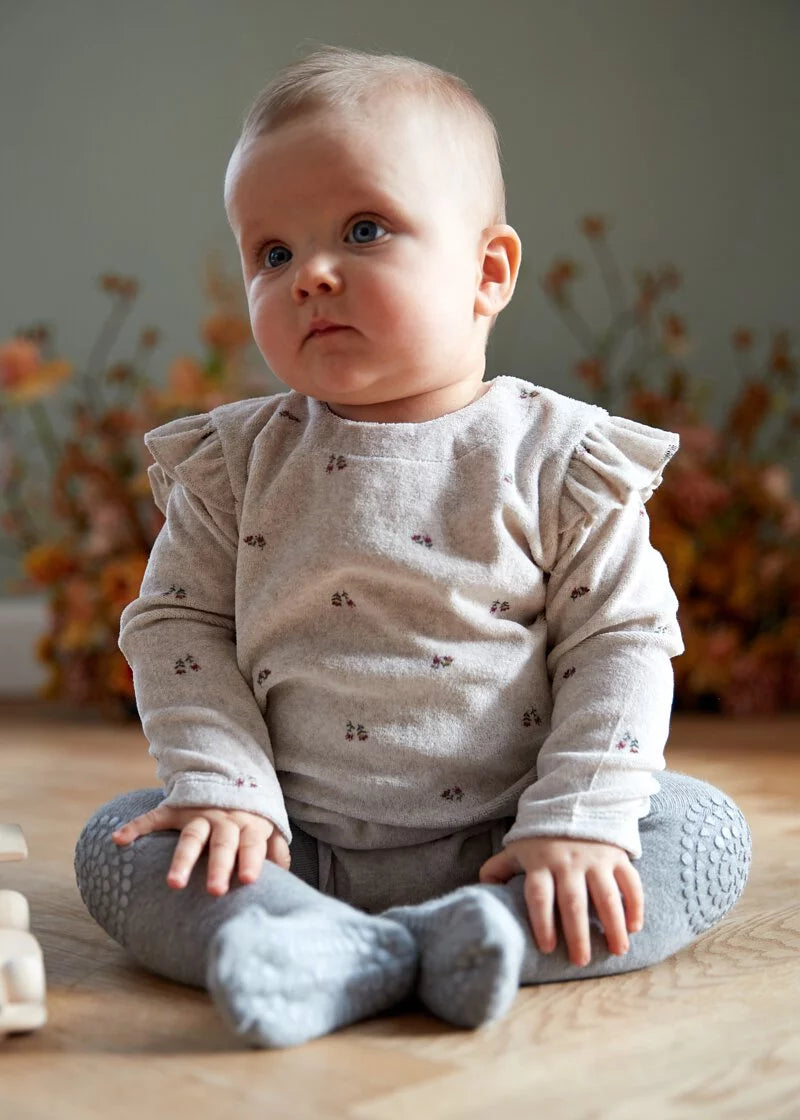 丹麥GoBabyGo GoBabyGo 彈力棉爬行褲襪 - Grey Melange - 6-12M & 12-18M