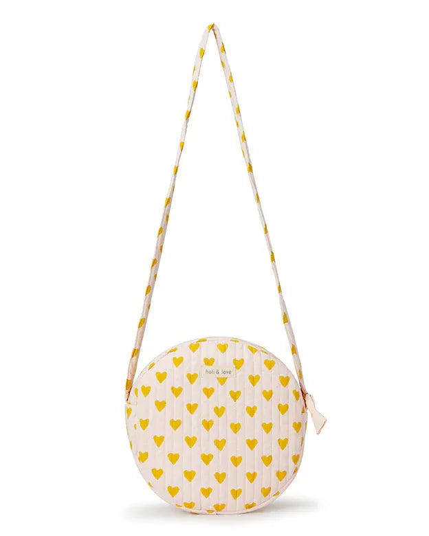 Holi & Love 有機棉肩背小圓包 Yellow heart (最後一件)